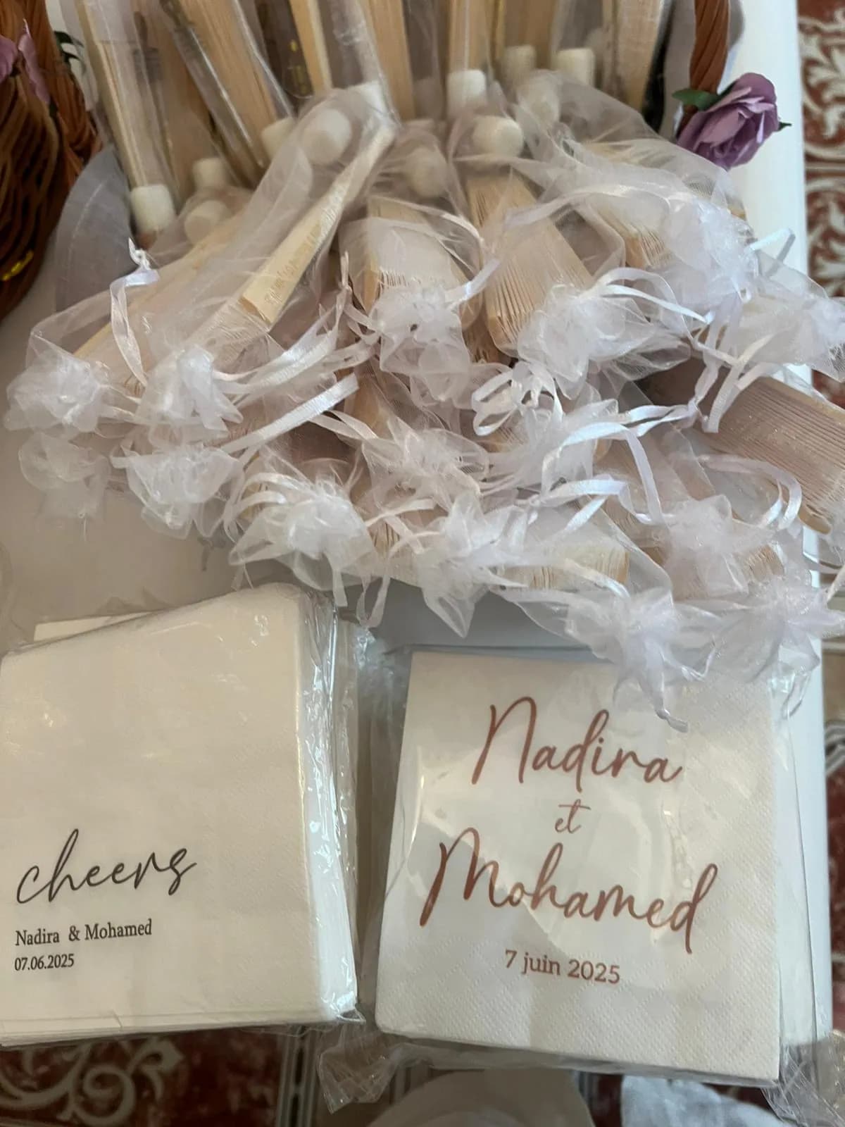 Serviettes personnalisées aux prénoms des mariés