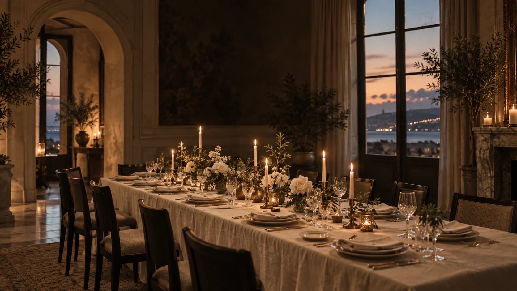 Une table dressée à la lumière des bougies